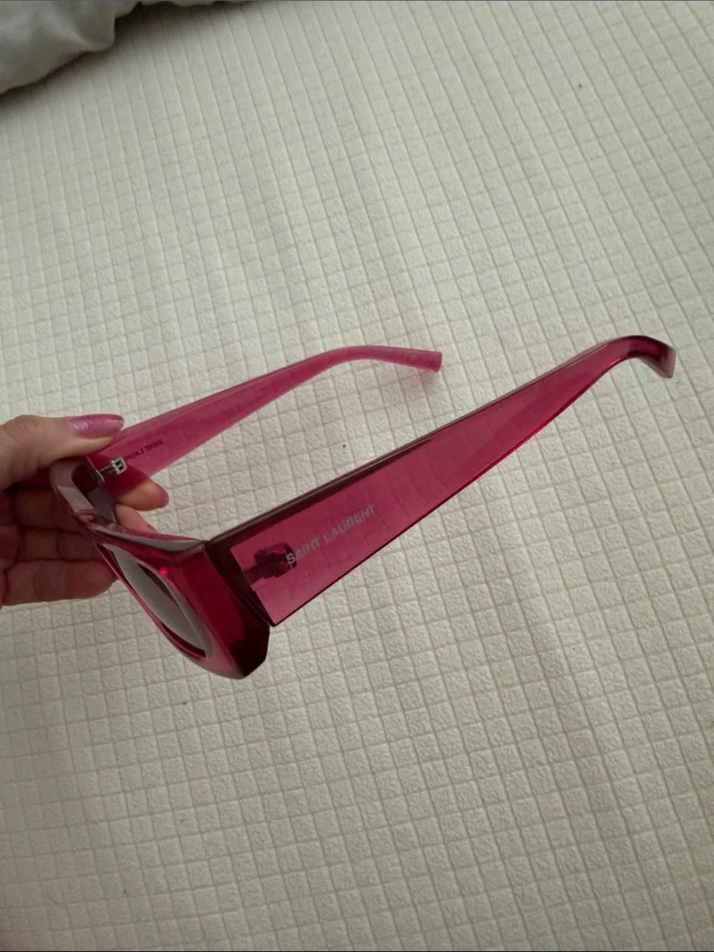 Saint Laurent fuchsia acetate cat-eye sunglasses